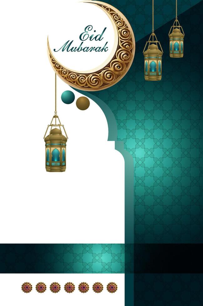 realistic eid mubarak greeting design, Eid card background eid celebration vector