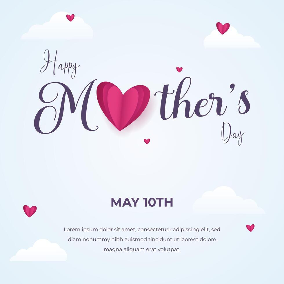 Mother's Day May 10th with love and text on an isolated background vector