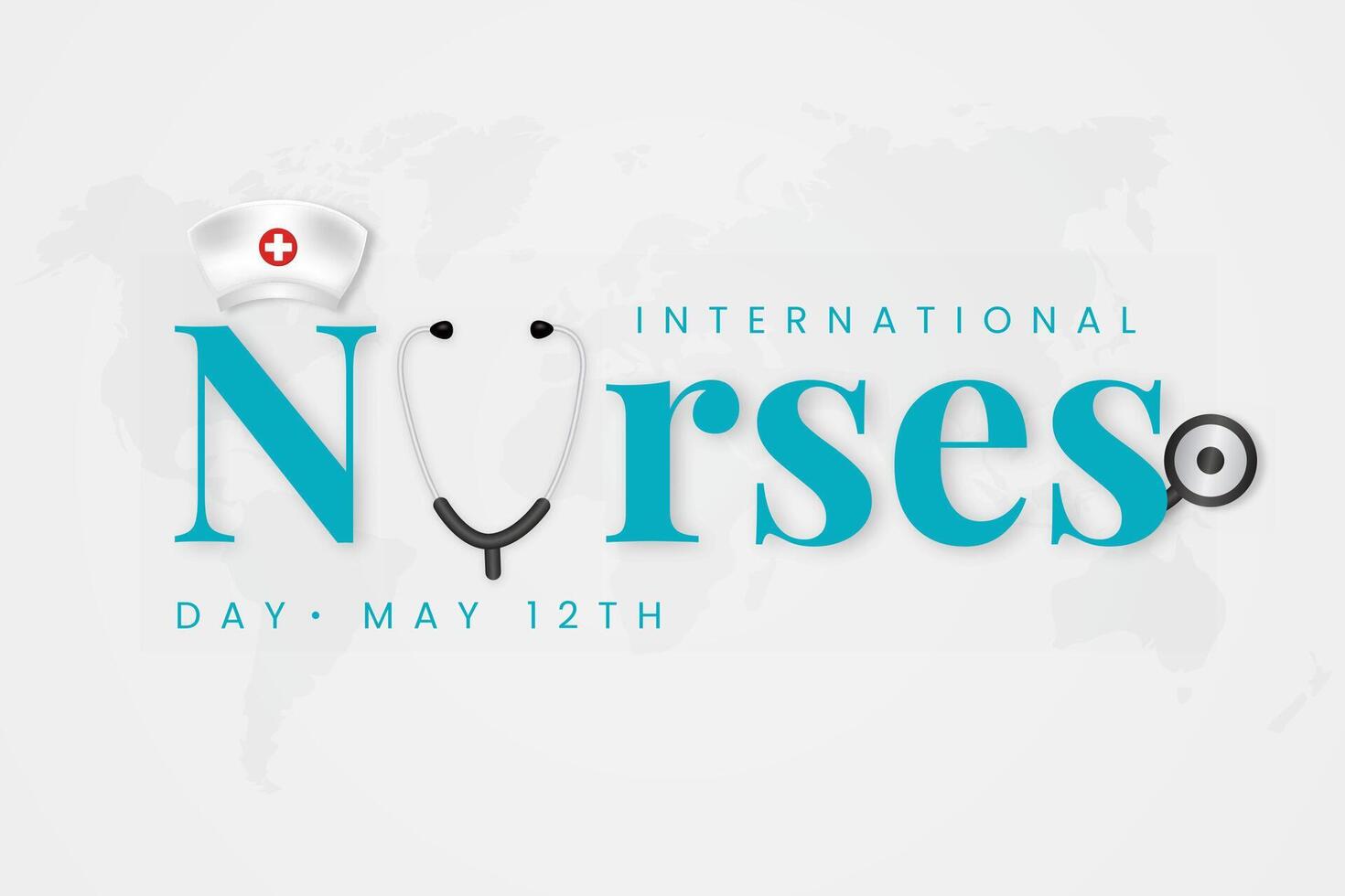 International Nurse Day 12th May with hat and stethoscope on isolated background vector