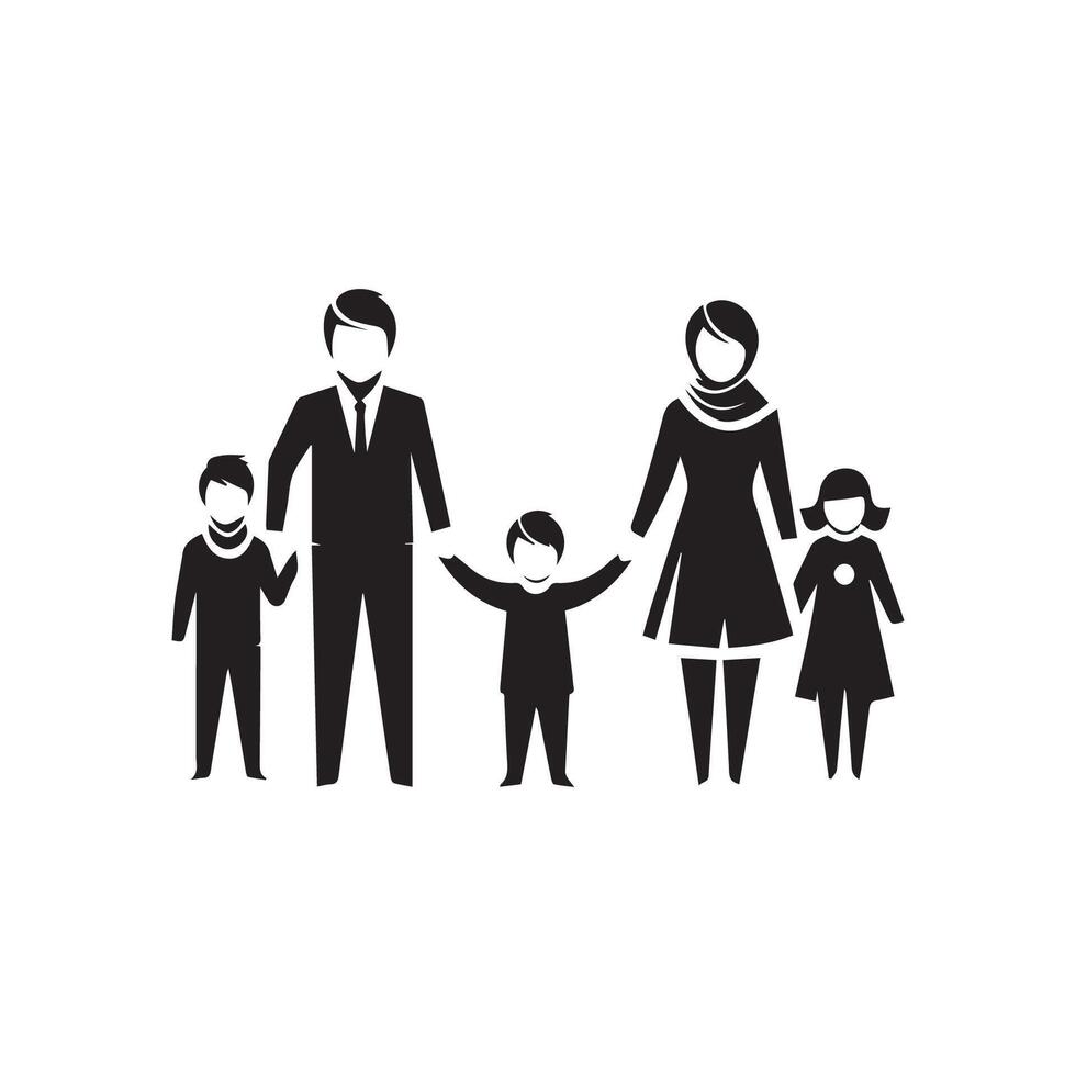 family silhouette vector template, family silhouette logo element