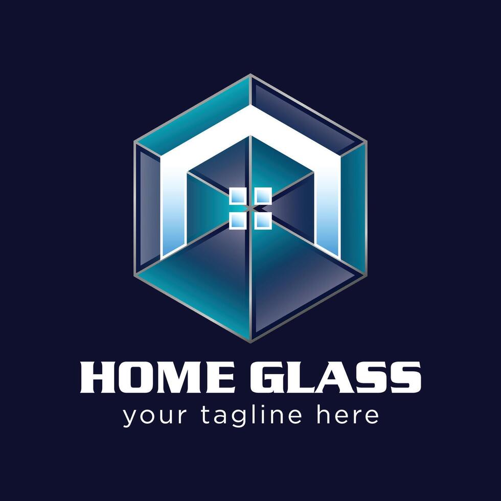 home glass logo template, home glass logo elements vector