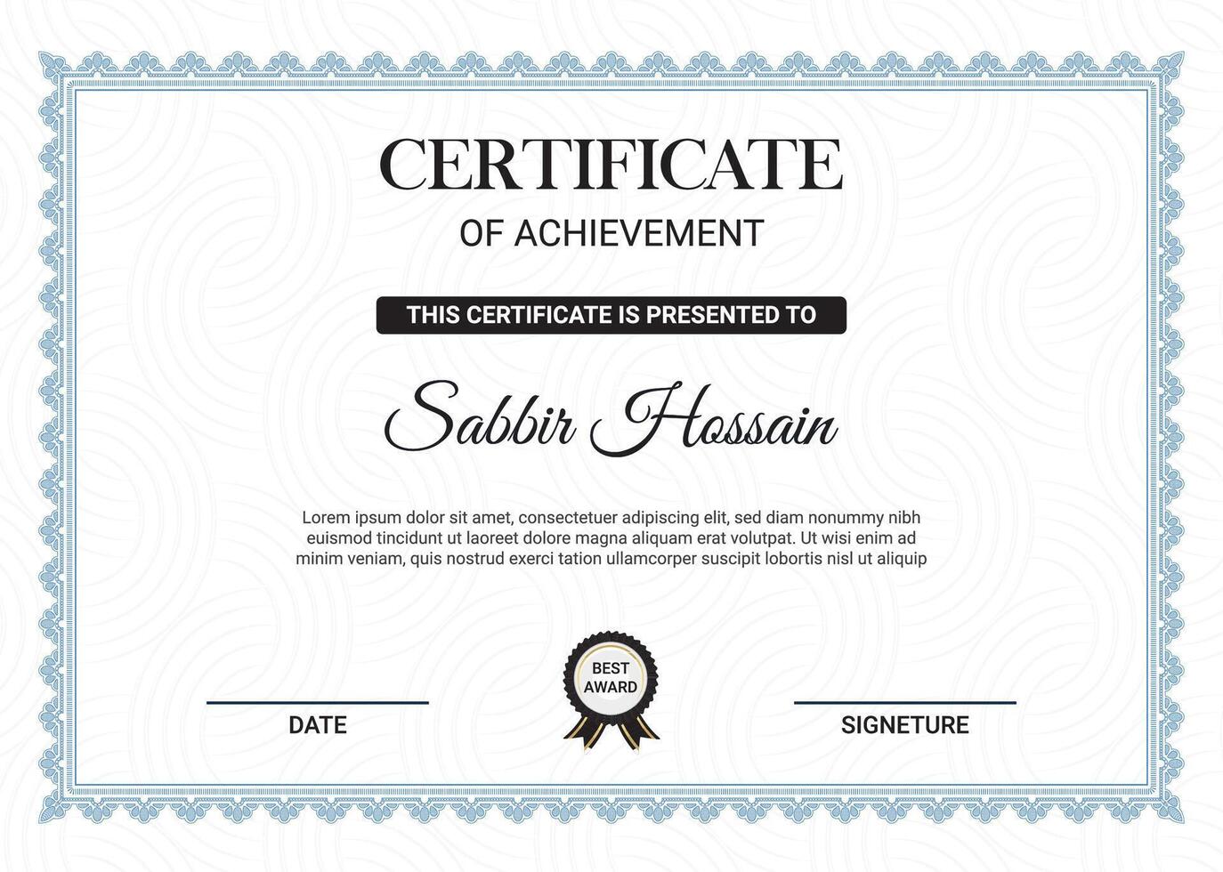 Printable certificate design template vector