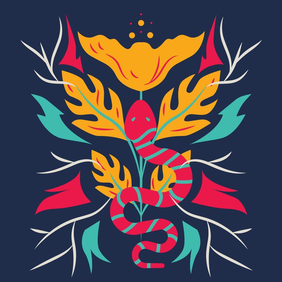 serpiente gateando en un flor vector ilustración obra de arte