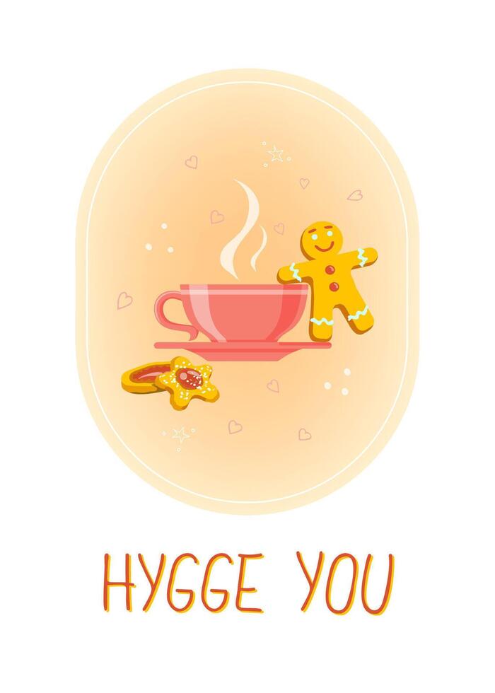 higge tú, abrazo usted mensaje, té y galletas vector