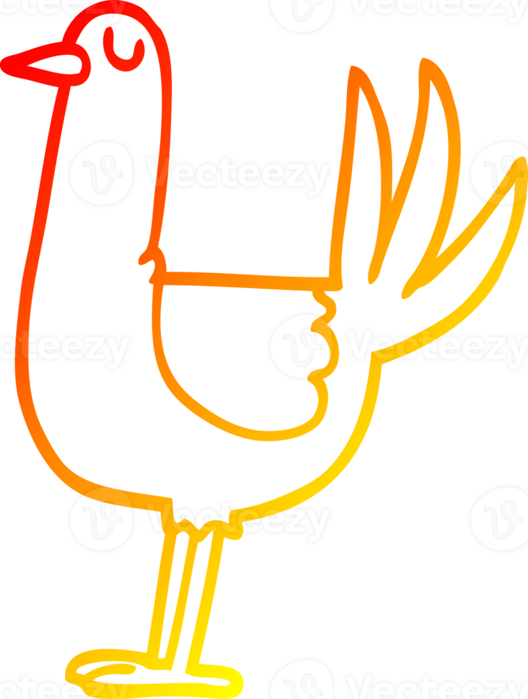 warm Gradient Linie Zeichnung von ein Karikatur hoch Vogel png