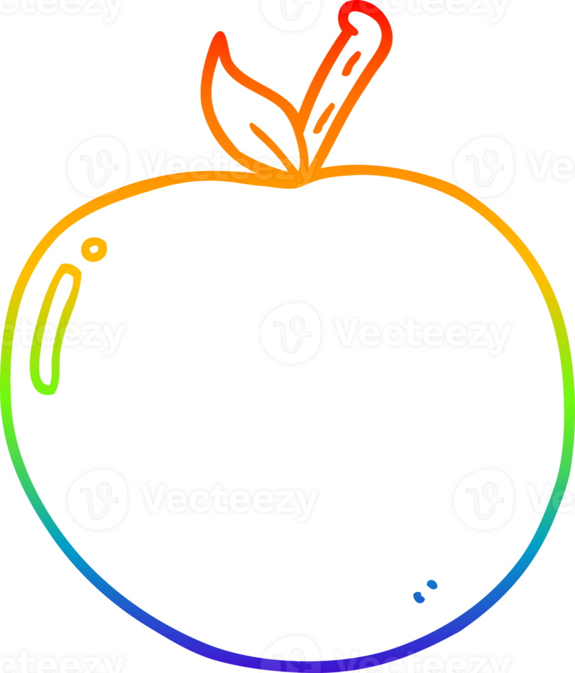 rainbow gradient line drawing of a cartoon apple png