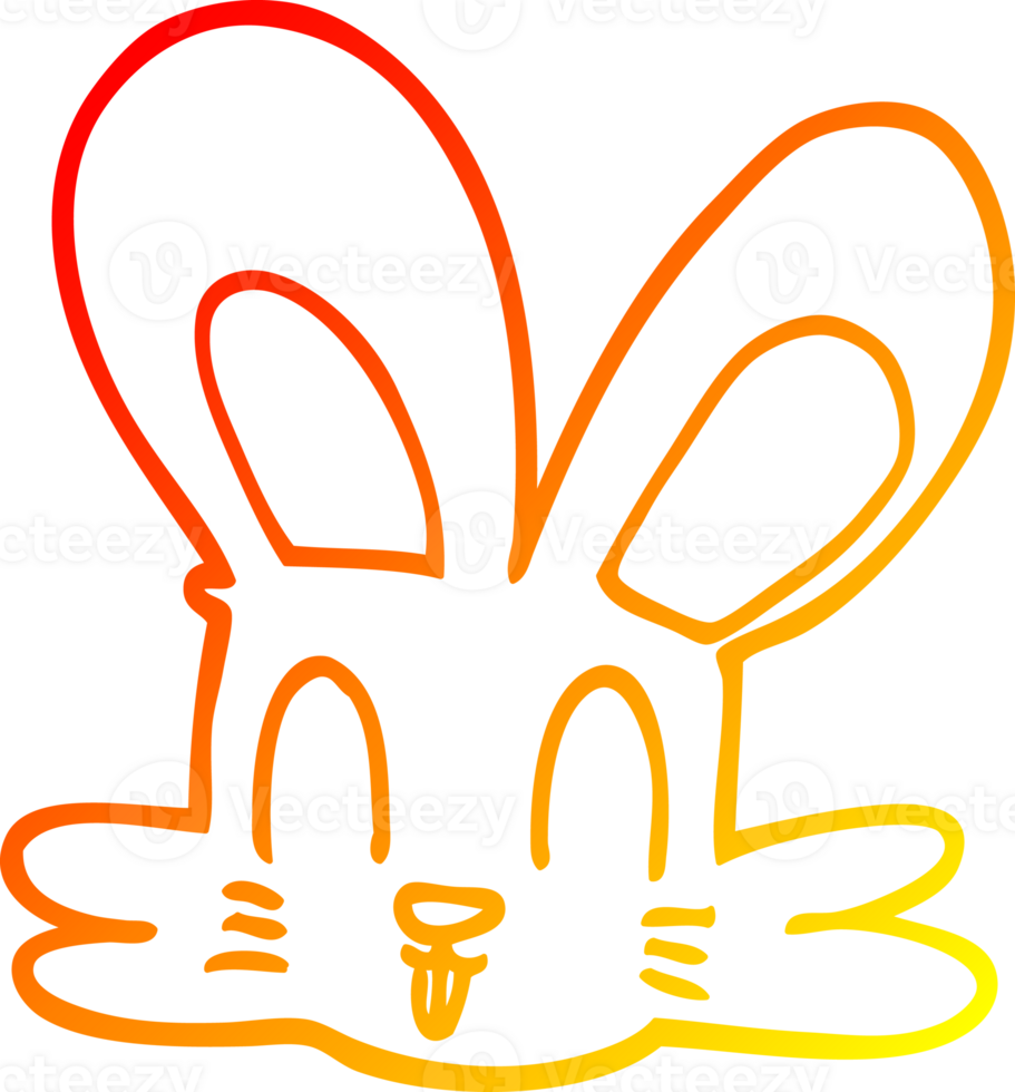 warm gradient line drawing of a cartoon cute bunny png