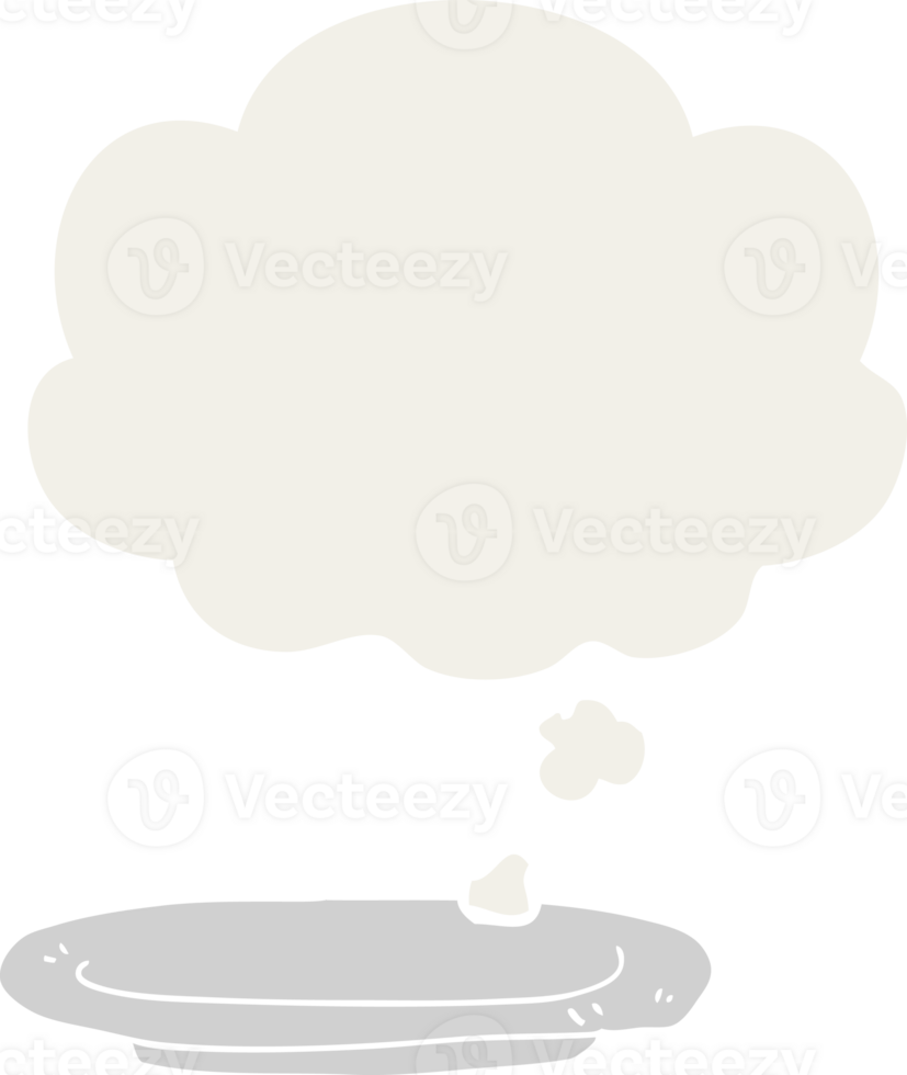cartoon plate with thought bubble in retro style png