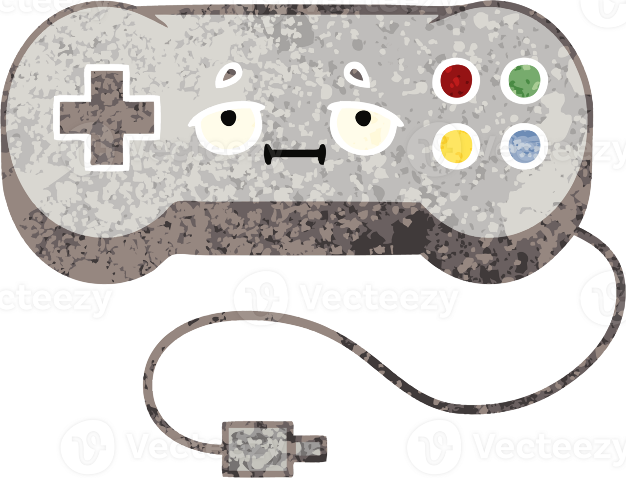 retro illustration style cartoon of a game controller png