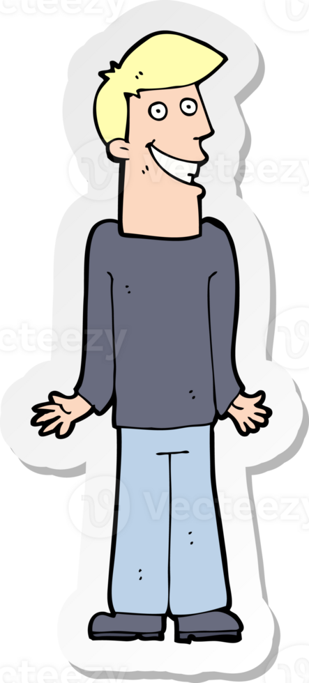 sticker of a cartoon man shrugging shoulders png