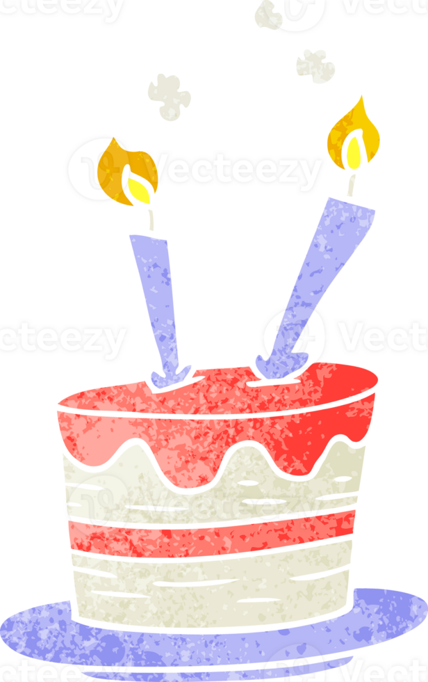 hand drawn retro cartoon doodle of a birthday cake png