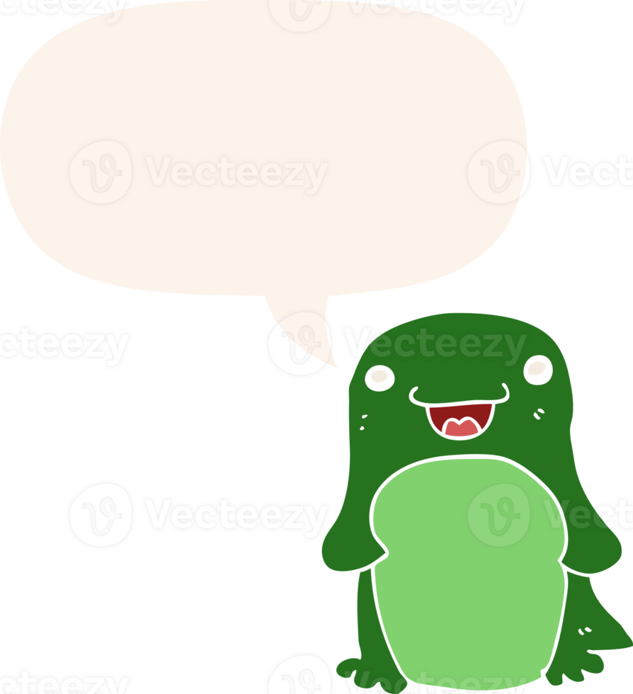 cartoon penguin with speech bubble in retro style png