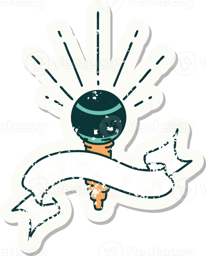 worn old sticker of a tattoo style microphone png