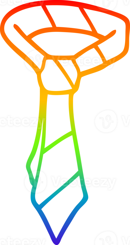 rainbow gradient line drawing of a cartoon office tie png