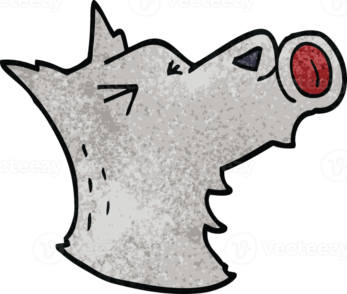 cartoon doodle howling wolf png