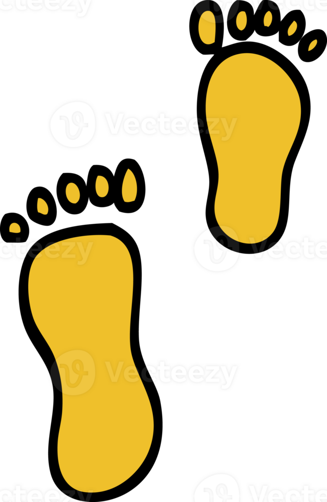 hand drawn doodle style cartoon foot prints png