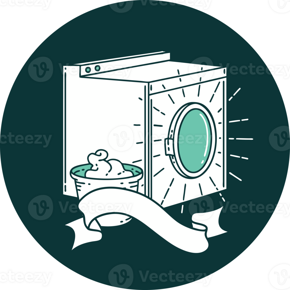 icon of tattoo style washing machine png