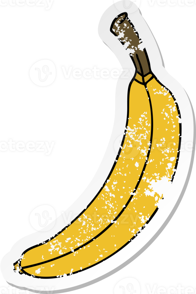 distressed sticker of a quirky hand drawn cartoon banana png