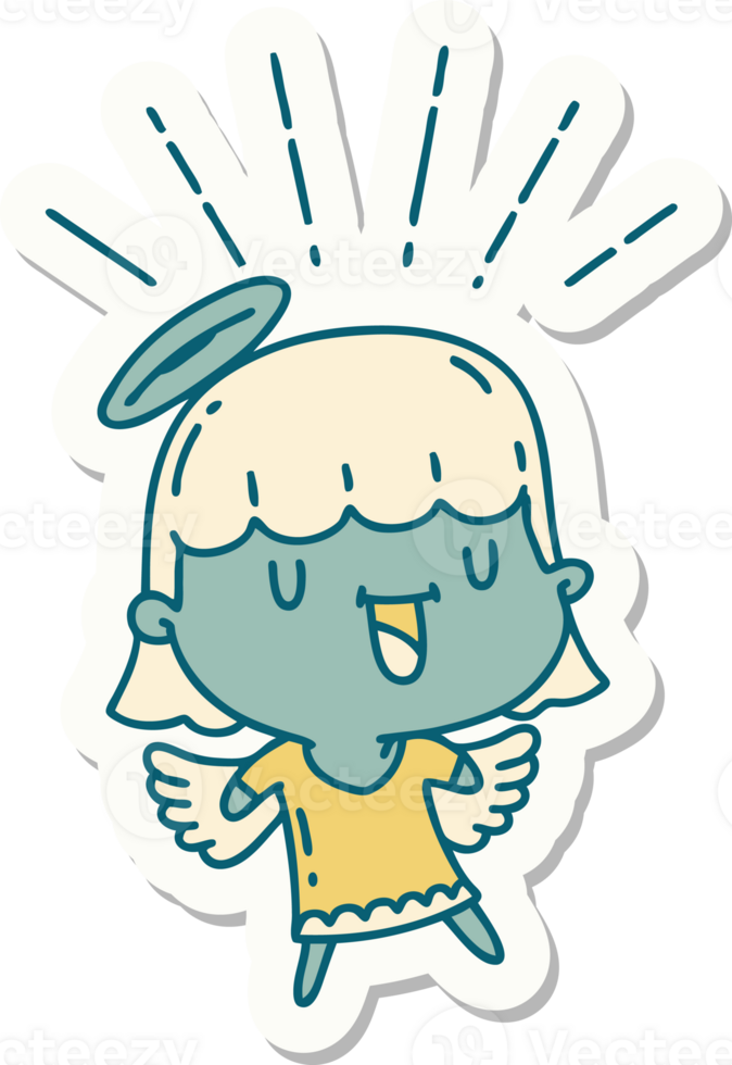 sticker of tattoo style singing angel png