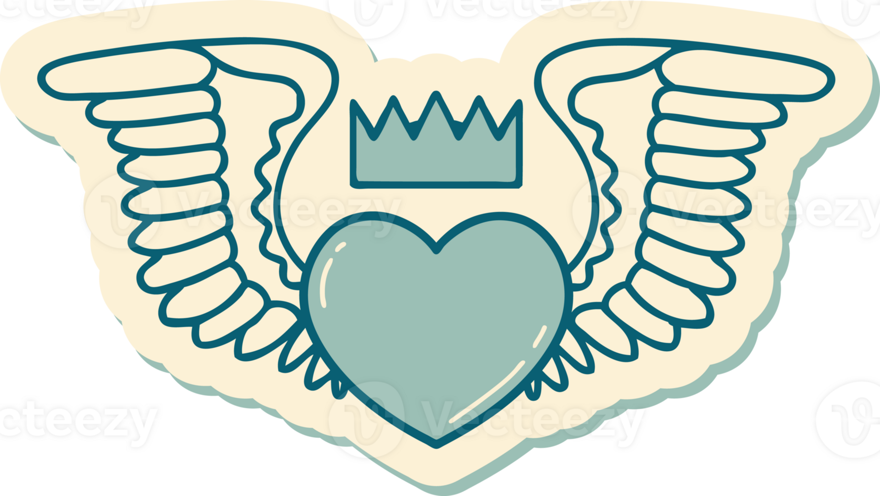 tattoo style sticker of a heart with wings png