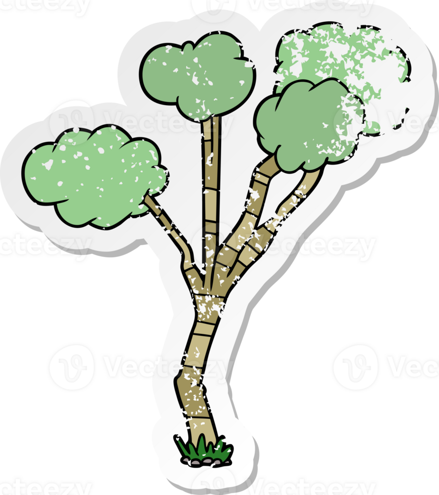distressed sticker of a cartoon sparse tree png