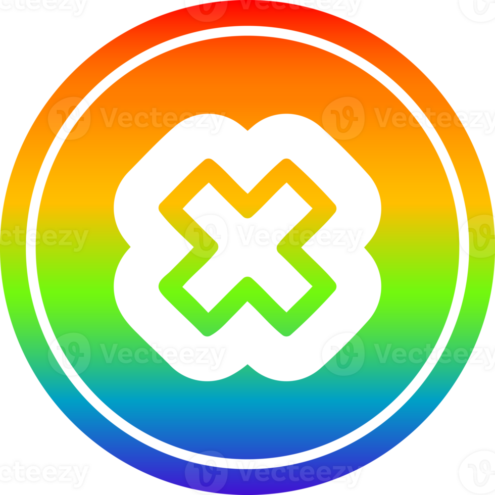 multiplication sign circular in rainbow spectrum png