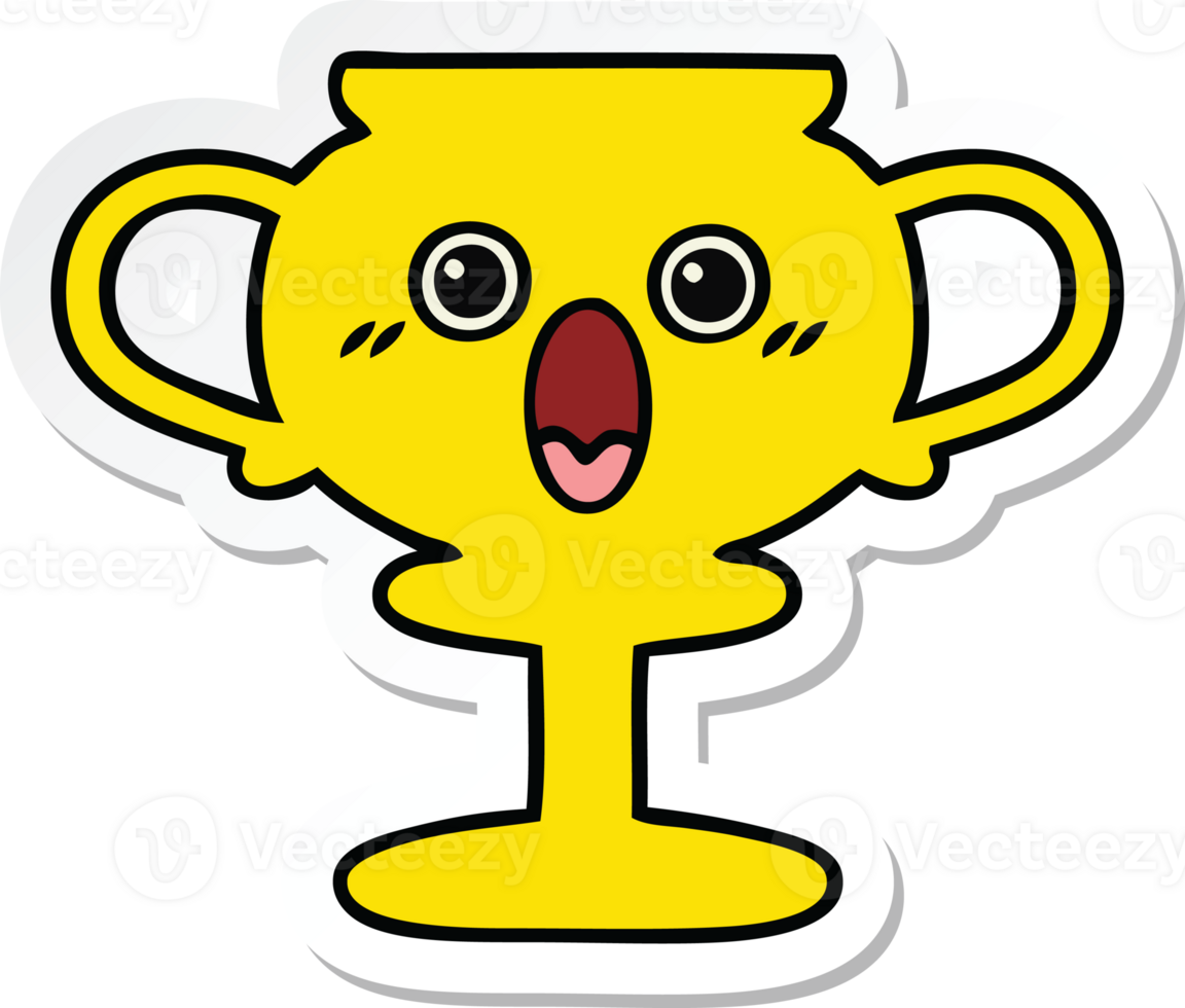 sticker of a cute cartoon trophy png