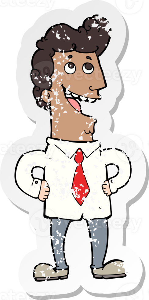 retro distressed sticker of a cartoon businessman png
