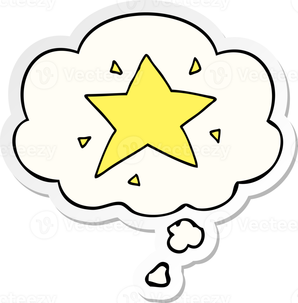 cartoon star and thought bubble as a printed sticker png