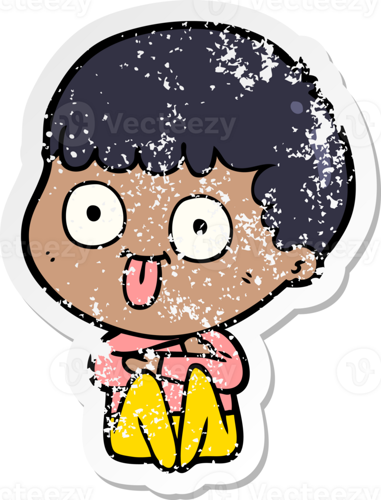 distressed sticker of a cartoon man staring png