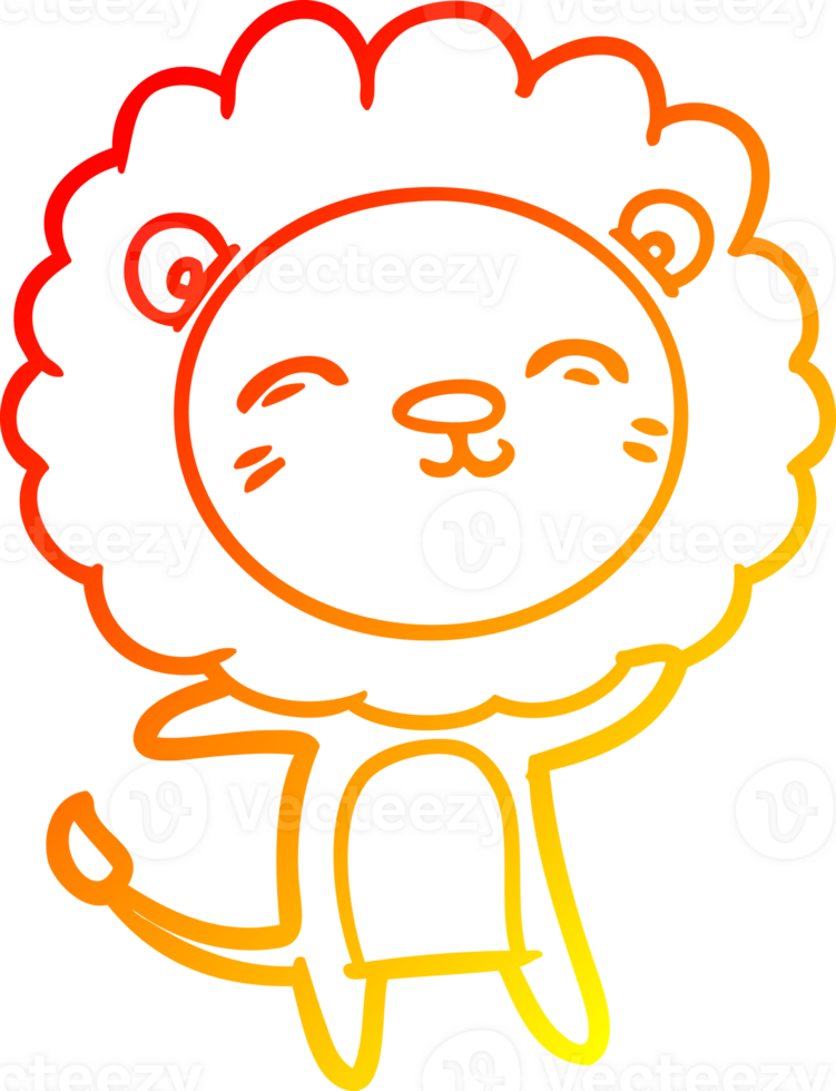 warm gradient line drawing cartoon lion png
