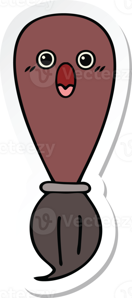 sticker of a cute cartoon paint brush png