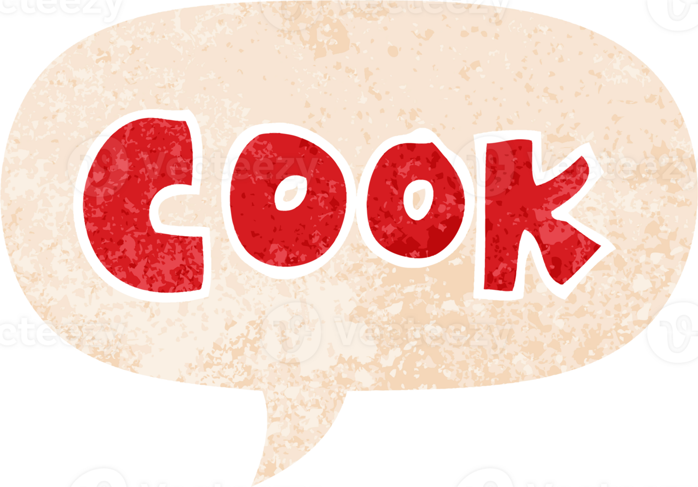 cartoon word cook and speech bubble in retro textured style png