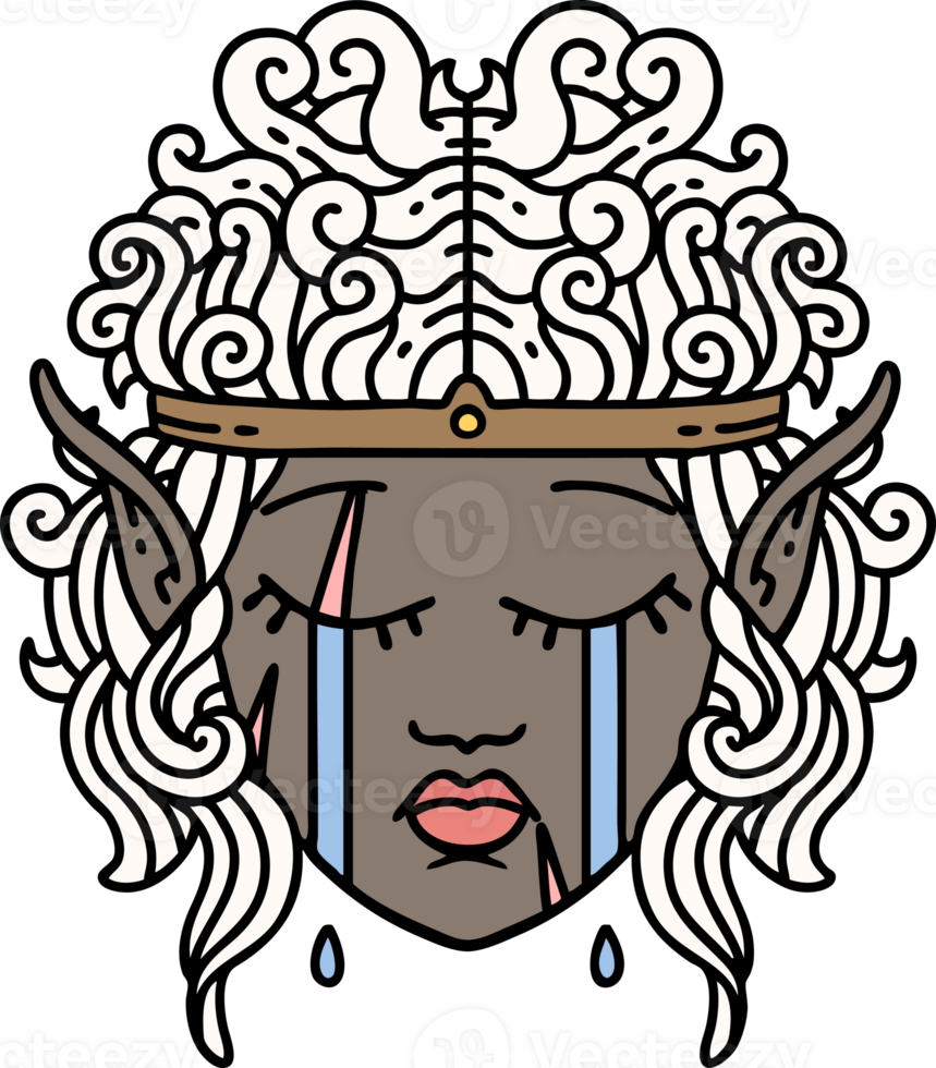 crying elf barbarian character face illustration png