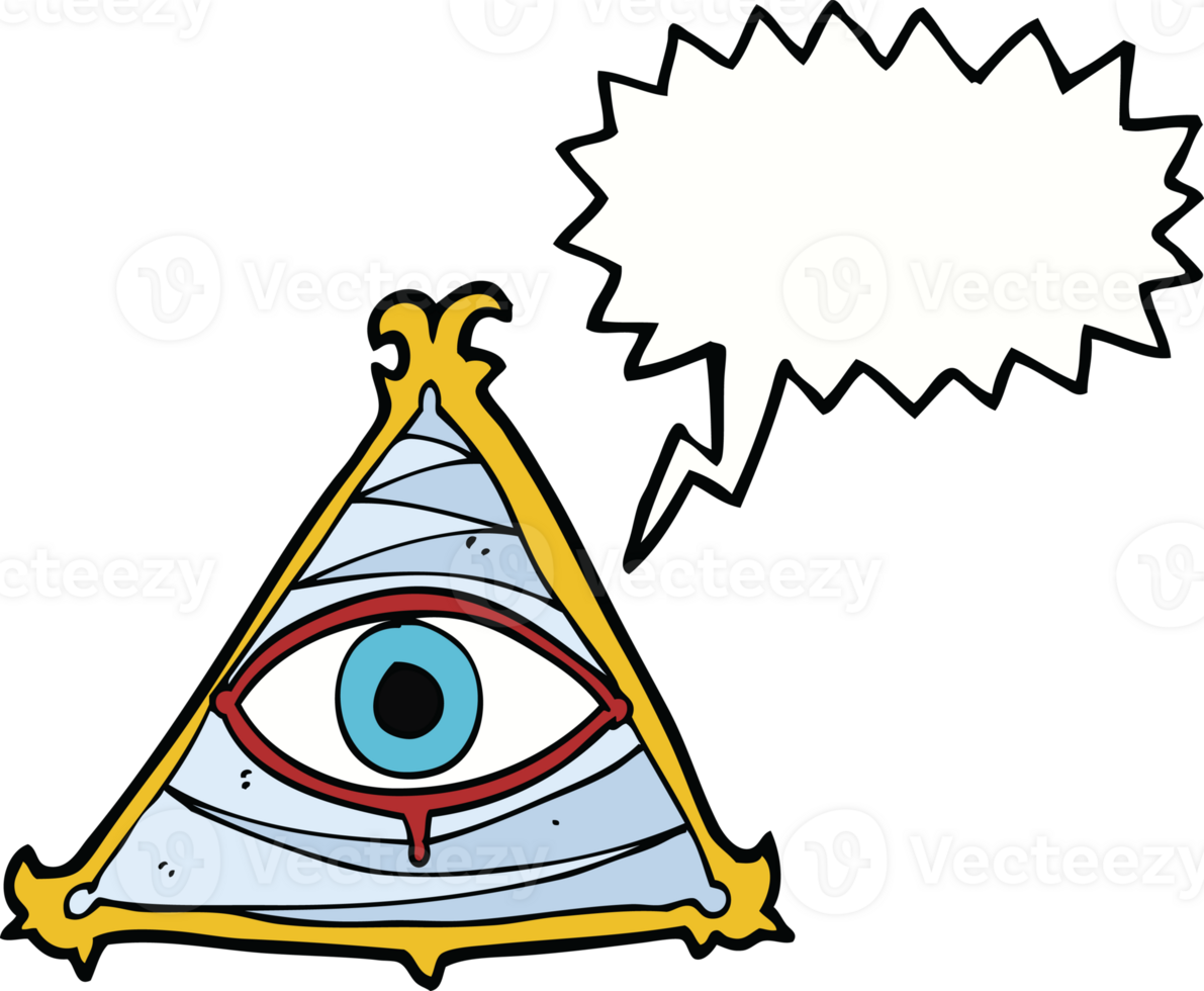 cartoon mystic eye symbol with speech bubble png