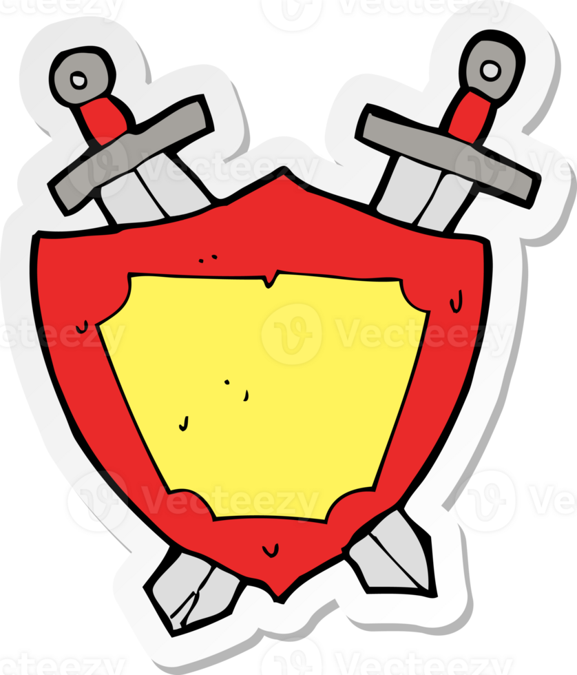 sticker of a cartoon shield and swords png