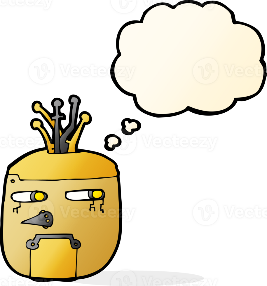 cartoon robot head with thought bubble png