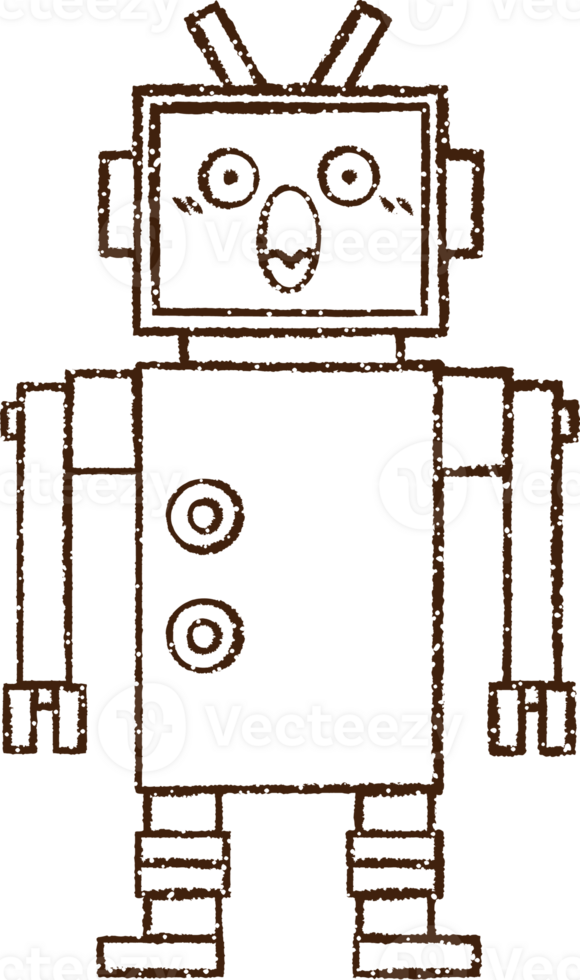 dibujo al carboncillo de un robot png