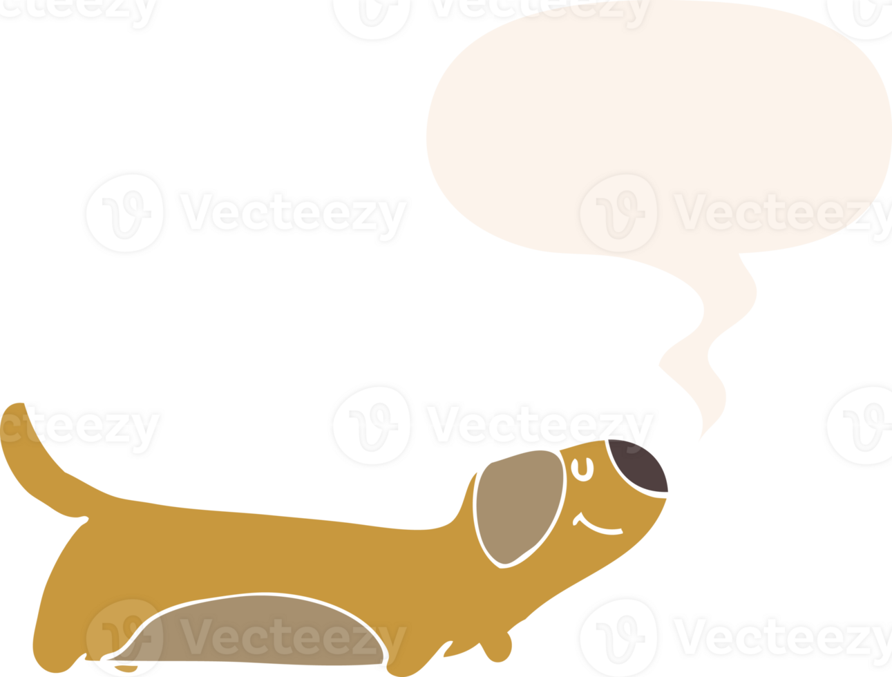 cartoon dog and speech bubble in retro style png