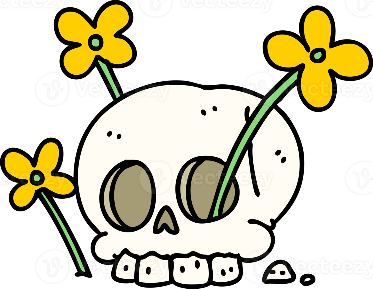 skull with flowers png
