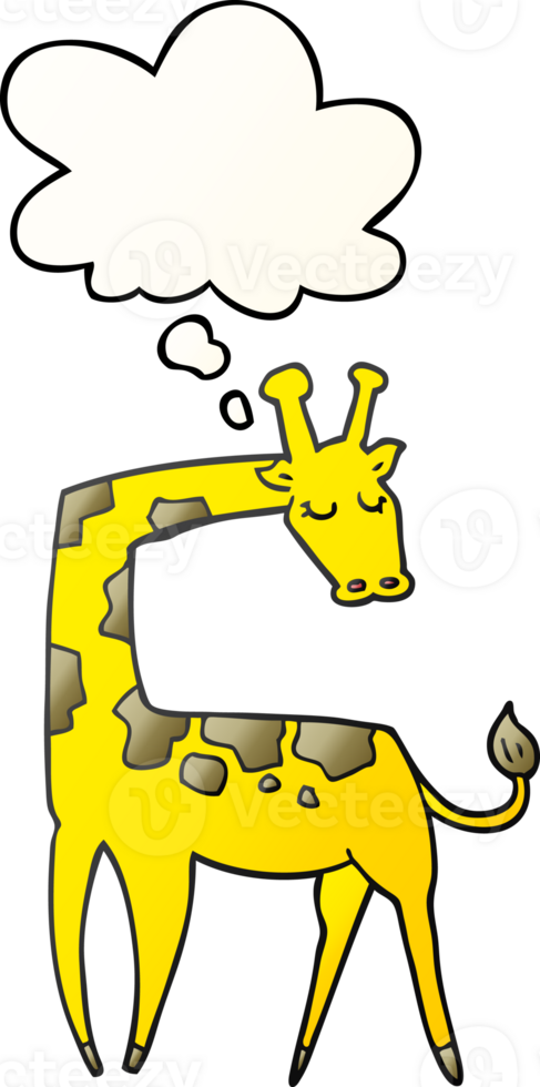 cartoon giraffe and thought bubble in smooth gradient style png