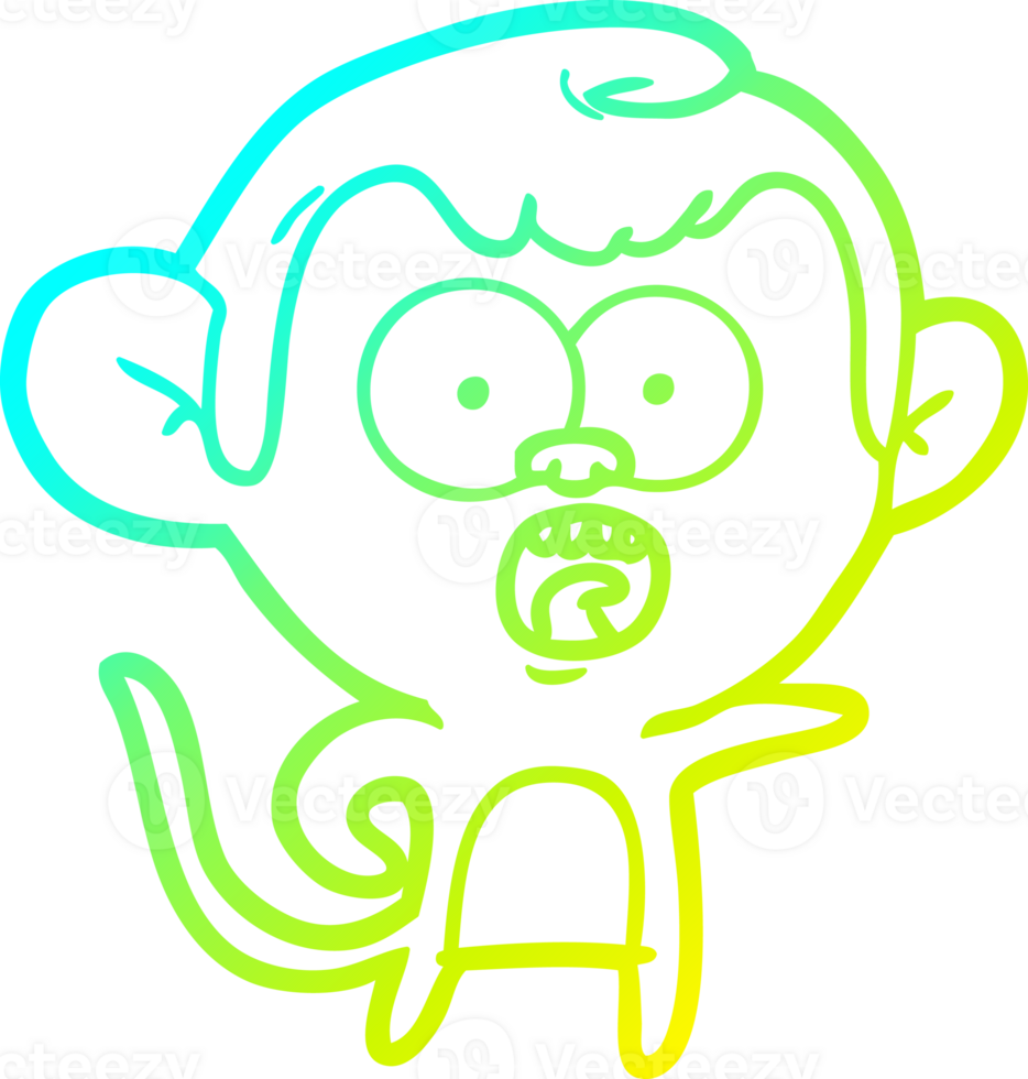cold gradient line drawing cartoon shocked monkey png
