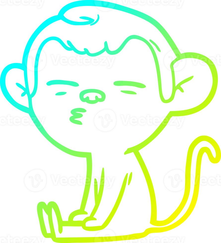 cold gradient line drawing cartoon suspicious monkey png