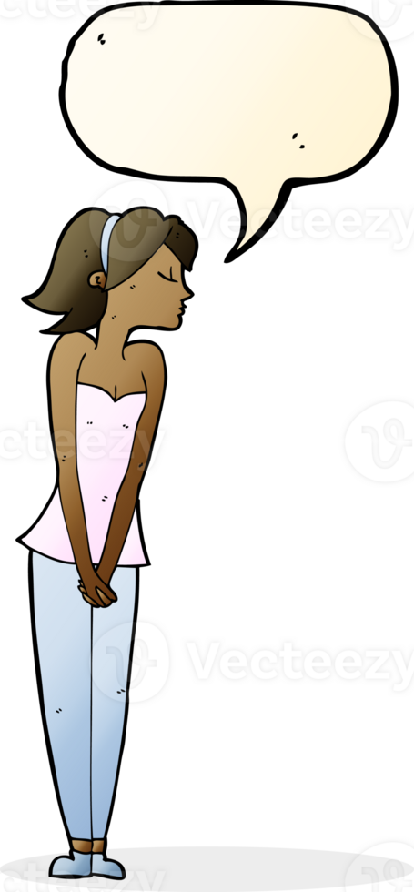 cartoon pretty woman with speech bubble png