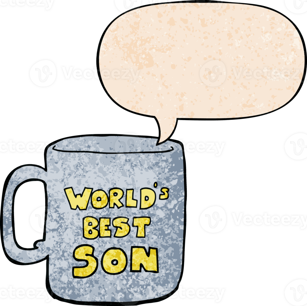 worlds best son mug and speech bubble in retro texture style png