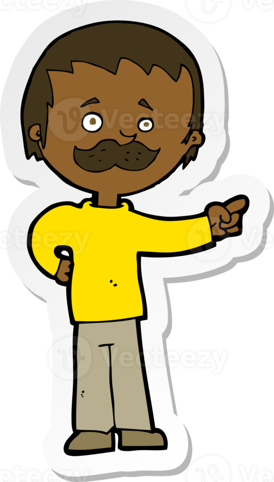 sticker of a cartoon man with mustache pointing png