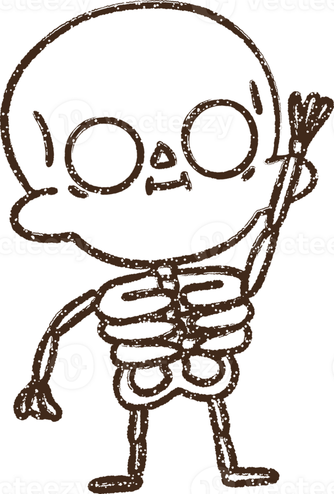 Waving Skeleton Charcoal Drawing png