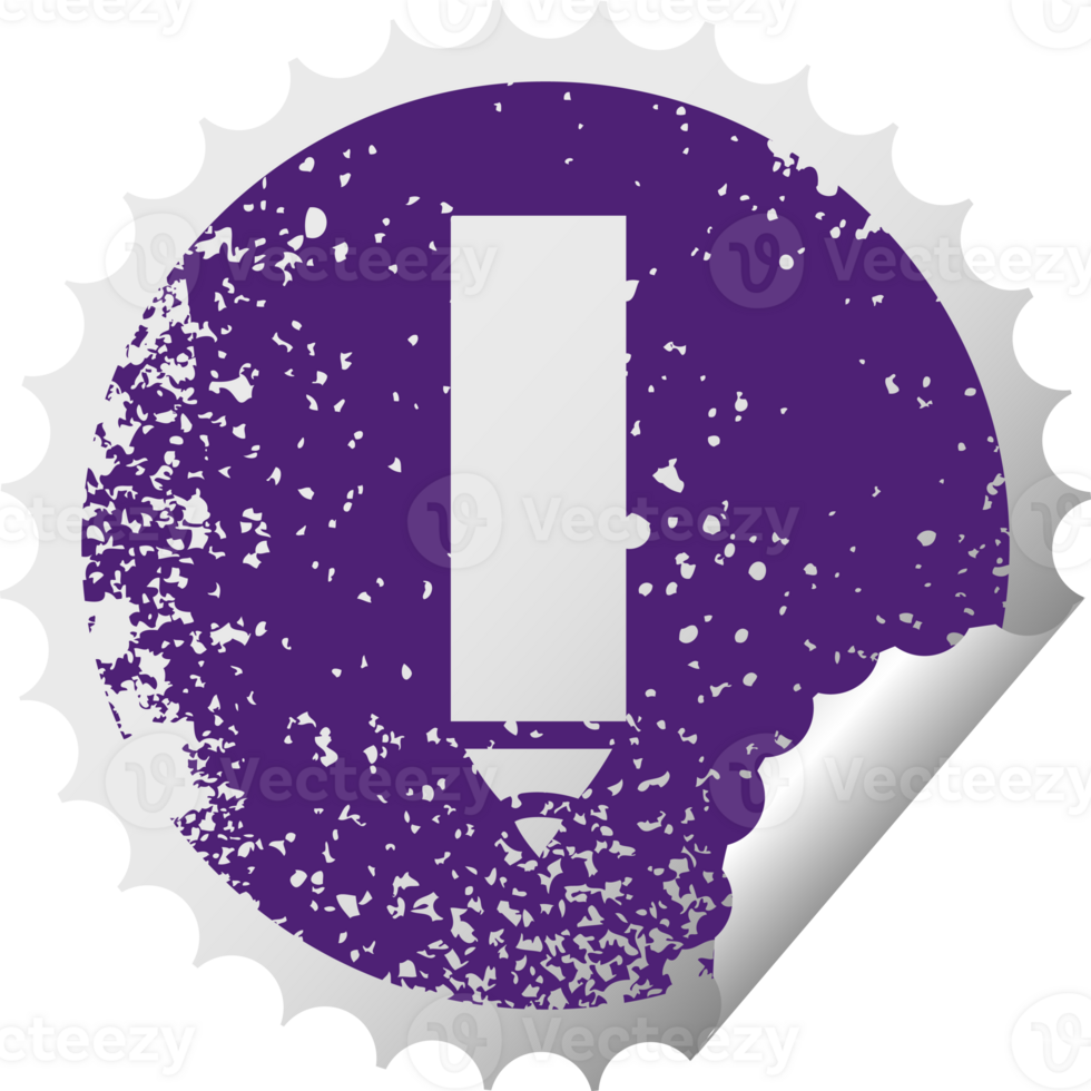 distressed circular peeling sticker symbol red pencil png