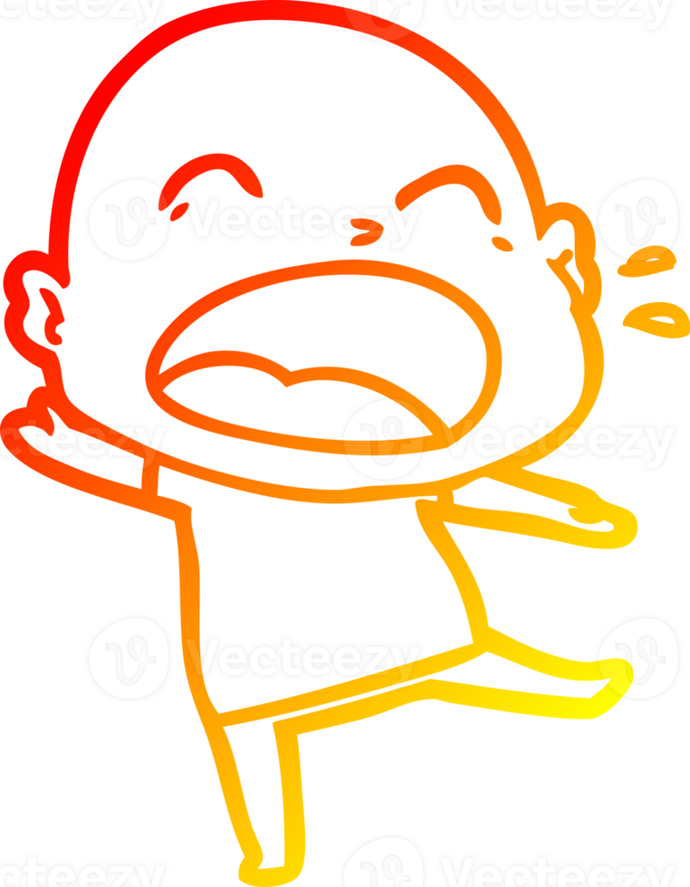 warm gradient line drawing cartoon shouting bald man png