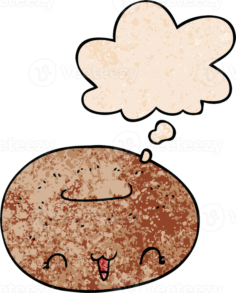 cute cartoon donut and thought bubble in grunge texture pattern style png